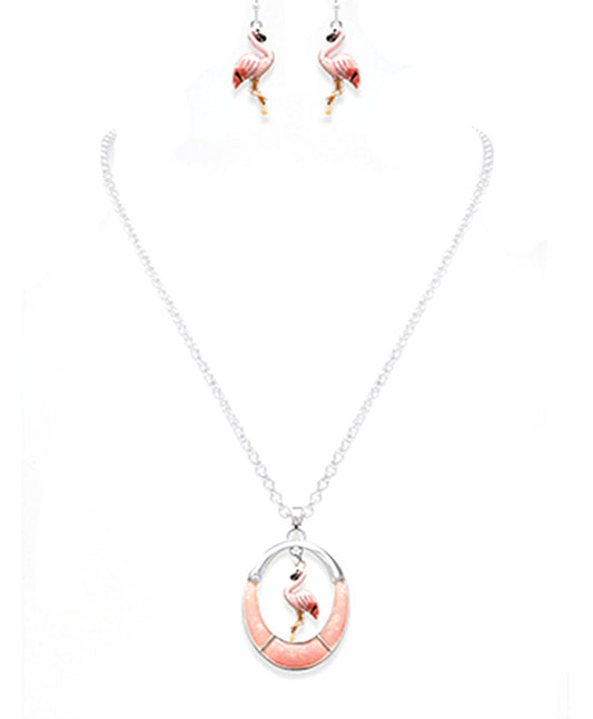 Flamingo Dangle Tailored Look Necklace Set