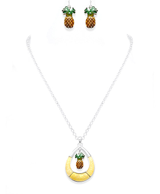 Pineapple Dangle Tailored Look Necklace Set