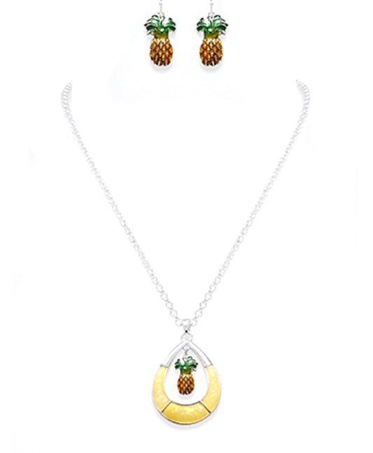 Pineapple Dangle Tailored Look Necklace Set