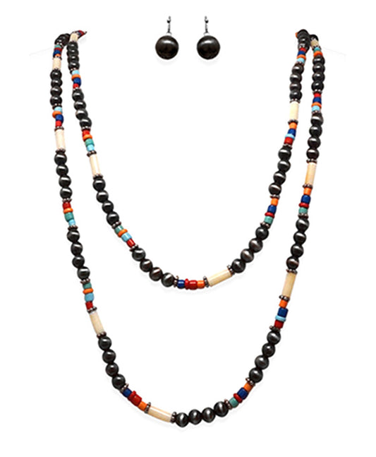 Western Navajo Beads 2 Layered Necklace Set