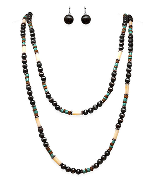 Western Navajo Beads 2 Layered Necklace Set
