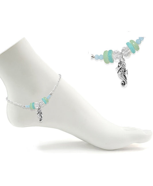 Sea Horse Sea Glass w/ Charm Anklet