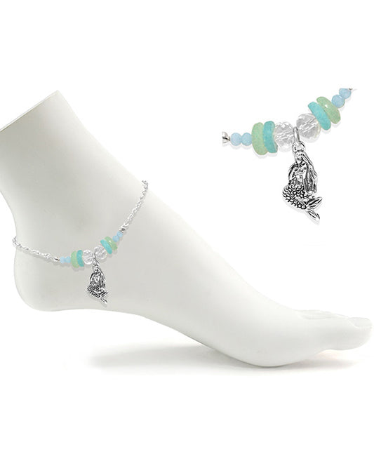 Mermaid Sea Glass w/ Charm Anklet