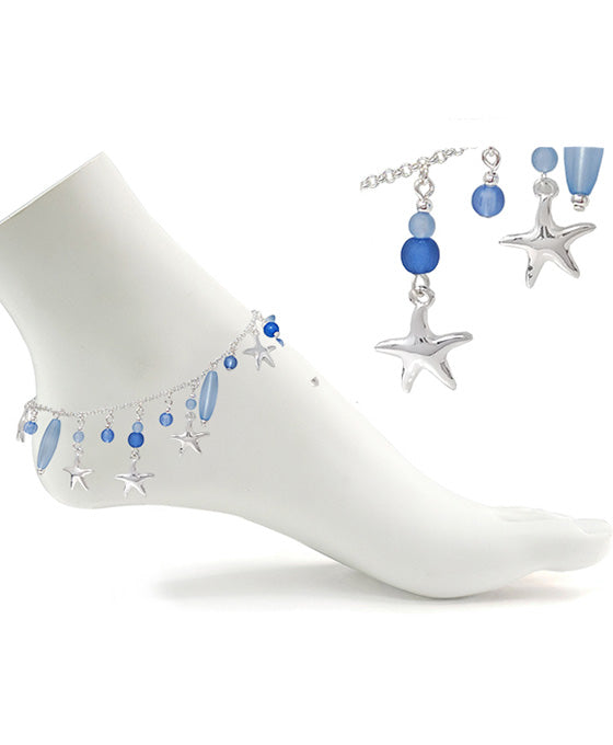 Starfish & Sea Glass Charms Anklet