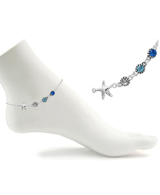 Starfish & Glass Stone Anklet