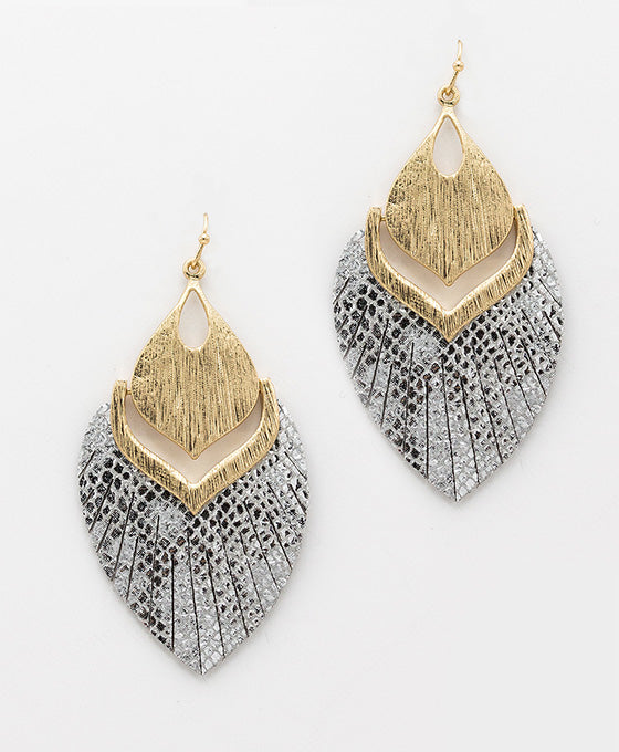 Metal w/ Leather Tassel Earring