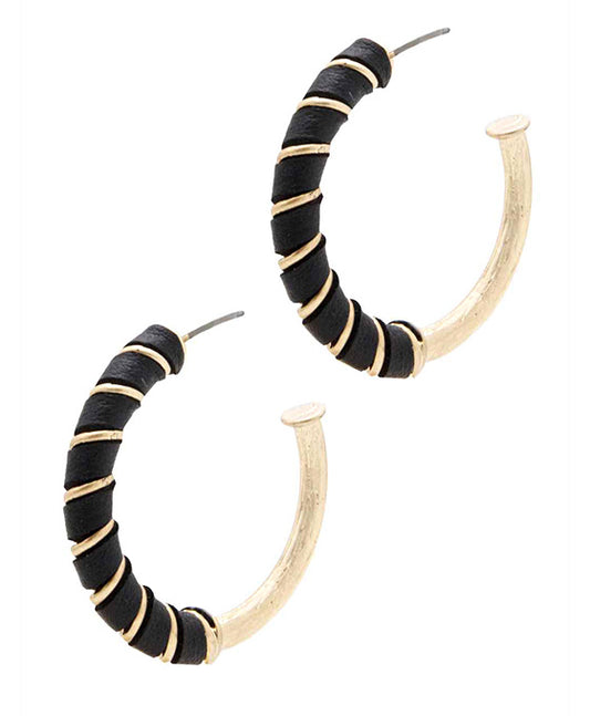 PU Leather Hoop Post Earring