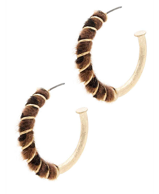 PU Leather Hoop Post Earring