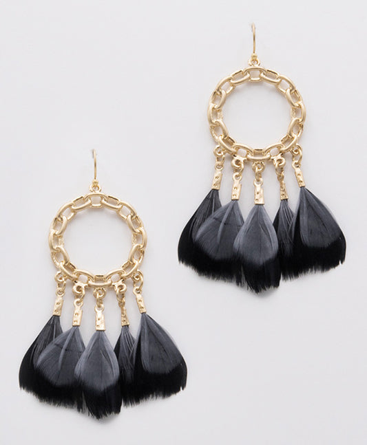 Metal w/ Feather Earring