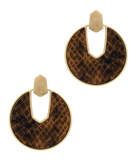 Round Shape PU w/ Metal Post Earring