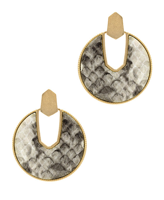 Round Shape PU w/ Metal Post Earring