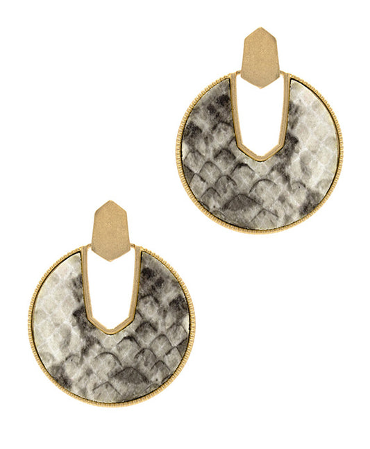 Round Shape PU w/ Metal Post Earring
