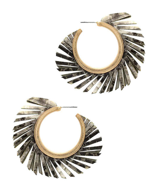 Round PU Tassel Hoop Earring