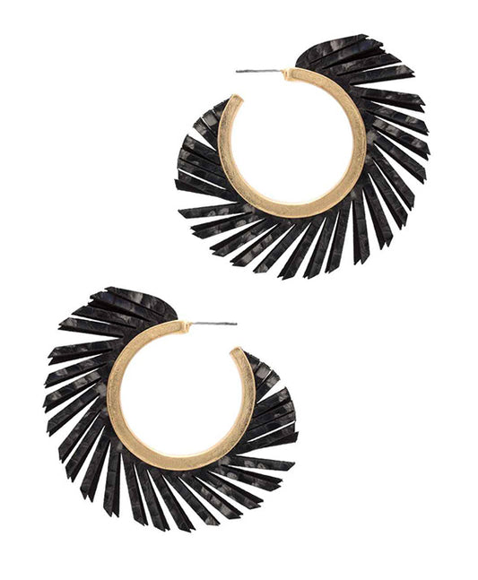 Round PU Tassel Hoop Earring