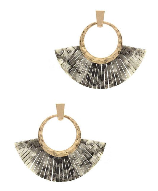 Fan PU Tassel w/ Metal Post Earring