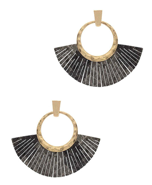 Fan PU Tassel w/ Metal Post Earring