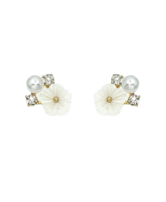 Mop Flower & Pearl Earring