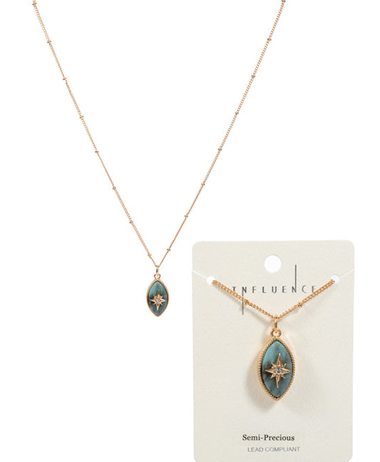 Marquise Semi Stone w/ Paved Star Necklace