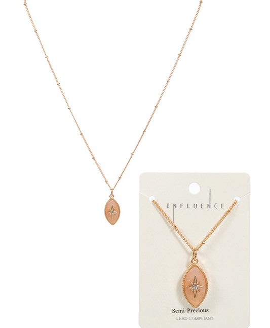 Marquise Semi Stone w/ Paved Star Necklace