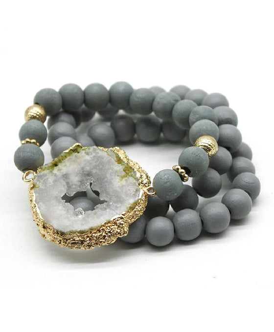 Druzy & Stone Stretch Bracelet