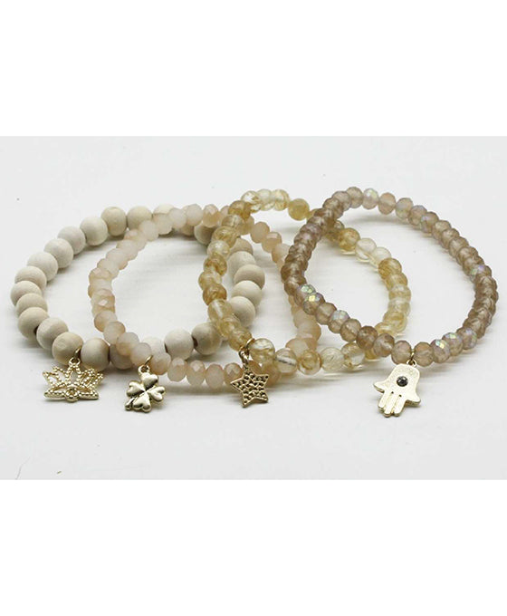 Multi Stretch Stone & Charm Bracelet