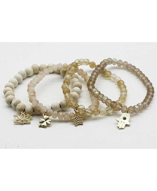 Multi Stretch Stone & Charm Bracelet