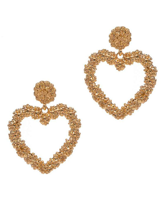Textured Heart Shape Metal Post Earring