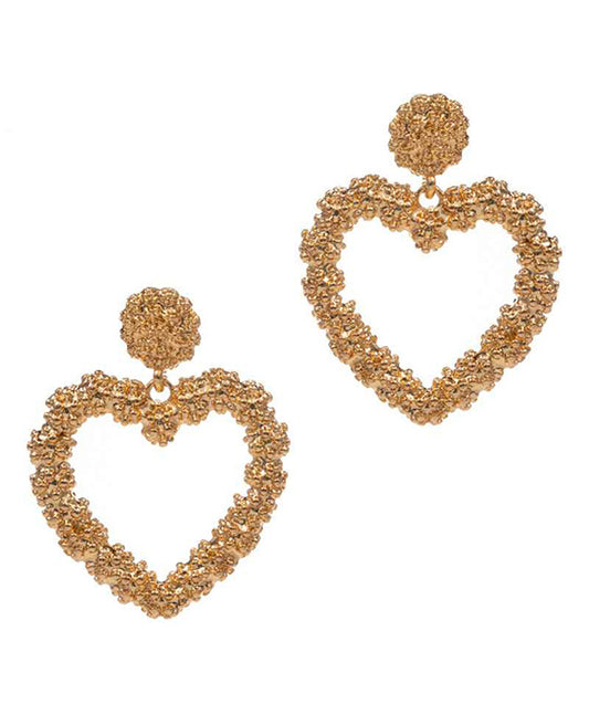 Textured Heart Shape Metal Post Earring