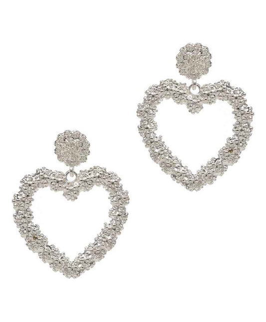 Textured Heart Shape Metal Post Earring