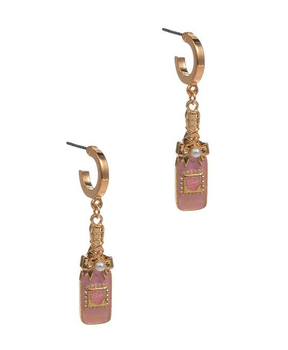 Champagne Bottle Enamel Hoop Earring