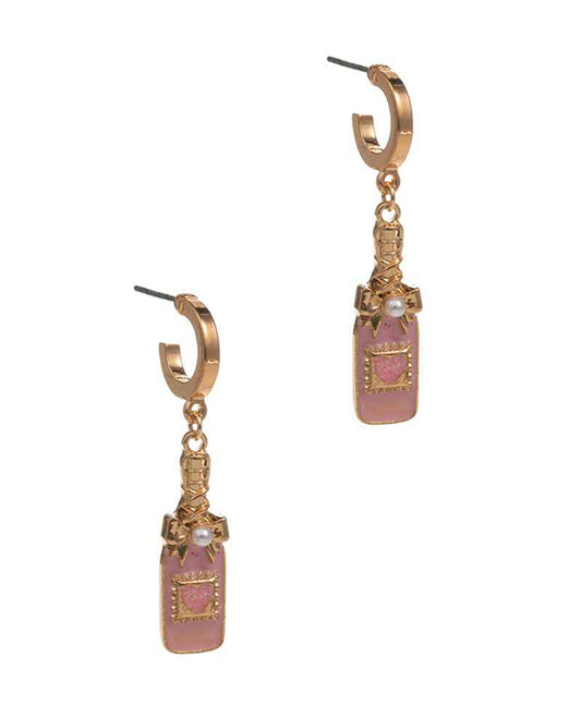 Champagne Bottle Enamel Hoop Earring