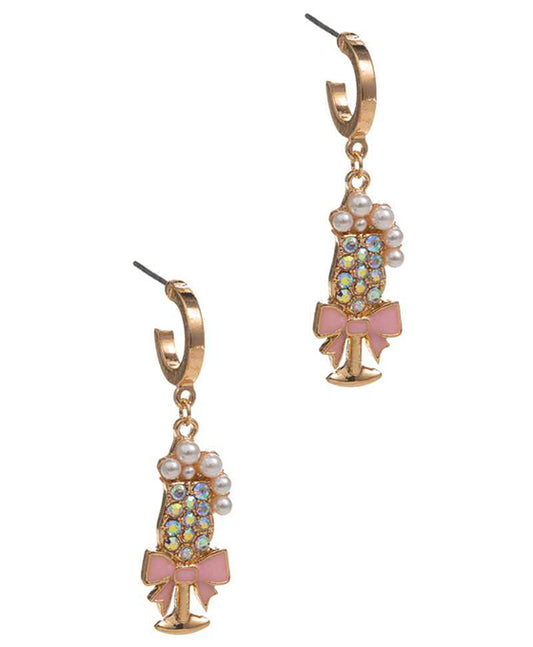 Wine Glass Enamel Hoop Earring