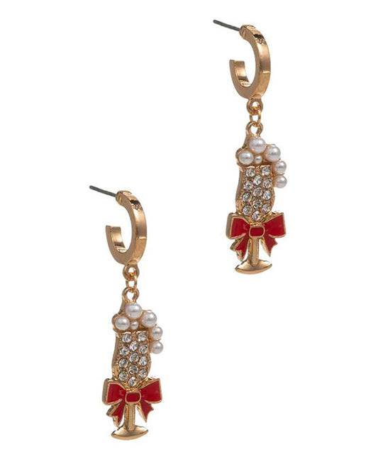 Wine Glass Enamel Hoop Earring