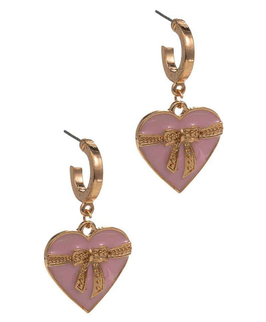Heart Enamel Hoop Earring