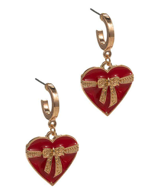 Heart Enamel Hoop Earring