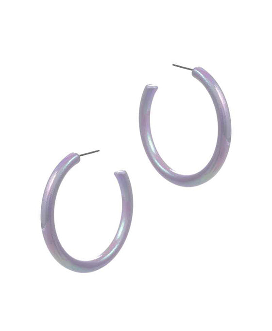 AB Coated Enamel Hoop Earring