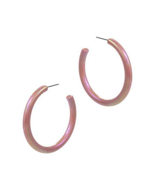 AB Coated Enamel Hoop Earring