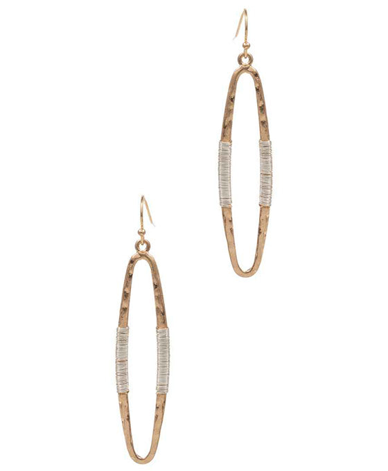 Oval Shaped Metal Wrapped Earring