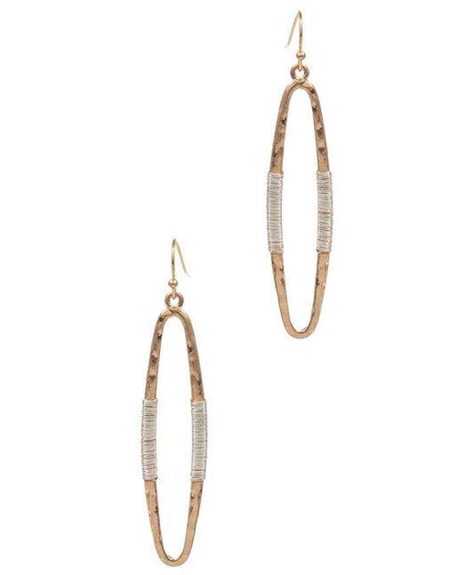 Oval Shaped Metal Wrapped Earring