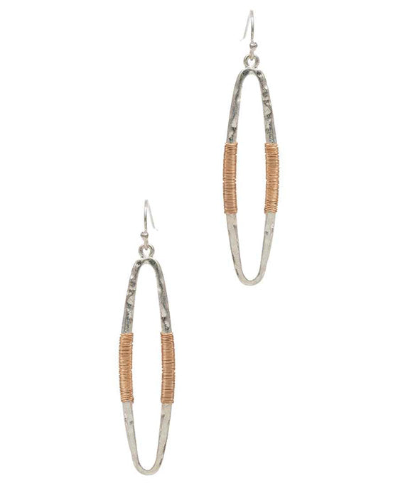Oval Shaped Metal Wrapped Earring