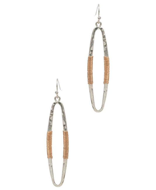 Oval Shaped Metal Wrapped Earring