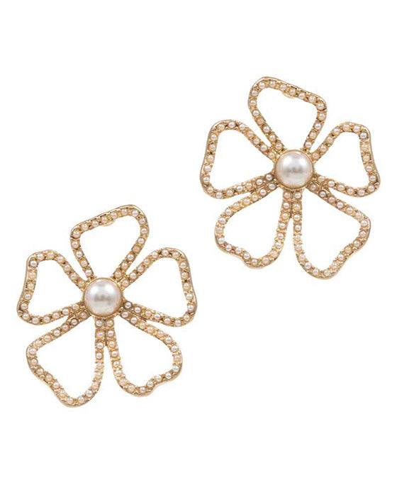 Flower Pearl Post Earring