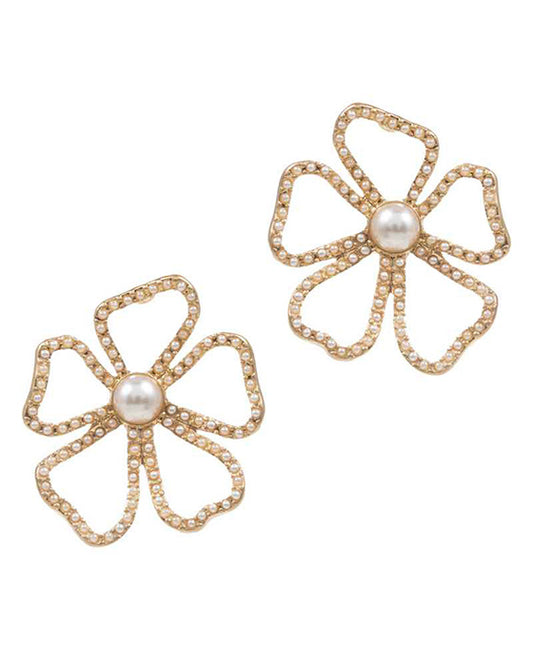 Flower Pearl Post Earring