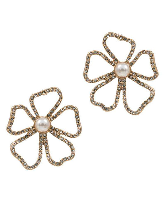 Flower Pearl Post Earring