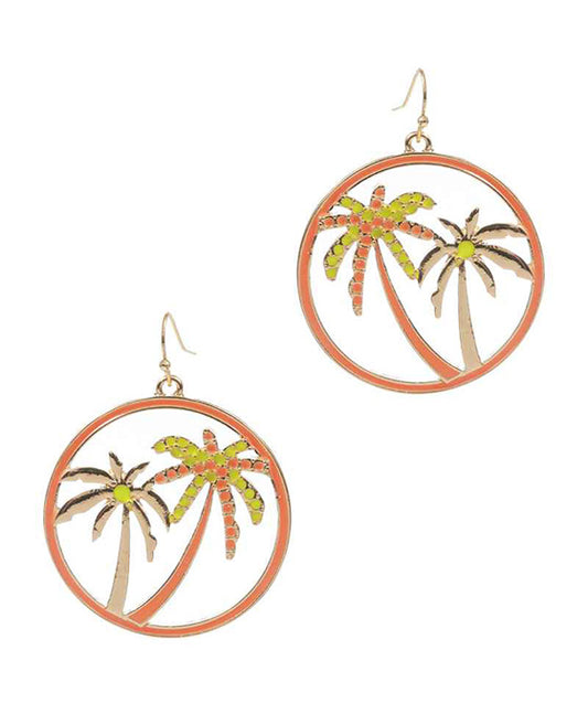 Palm Tree Enamel Earring