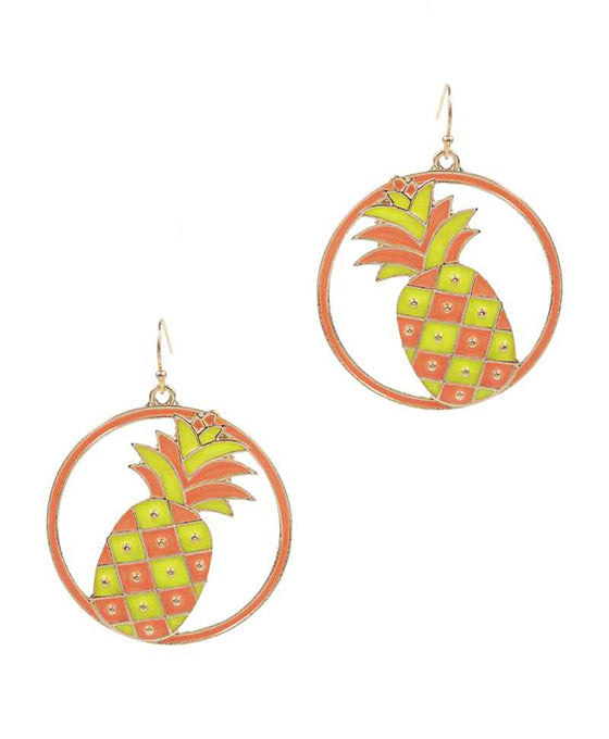 Pineapple Enamel Earring