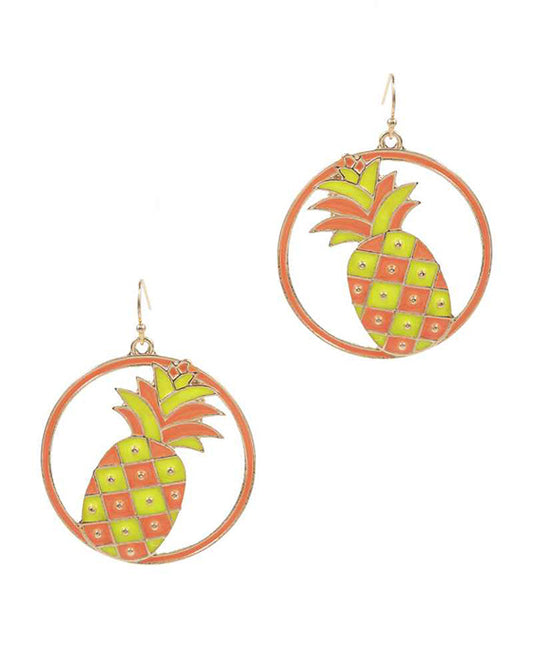 Pineapple Enamel Earring