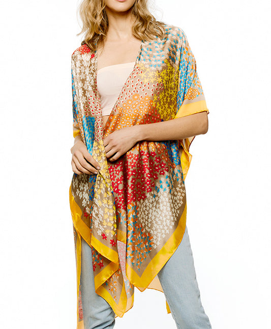 Multi Printed Silky Kimono