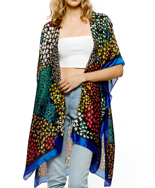 Multi Printed Silky Kimono