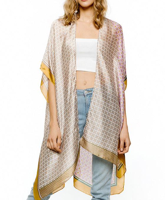 Multi Printed Silky Kimono